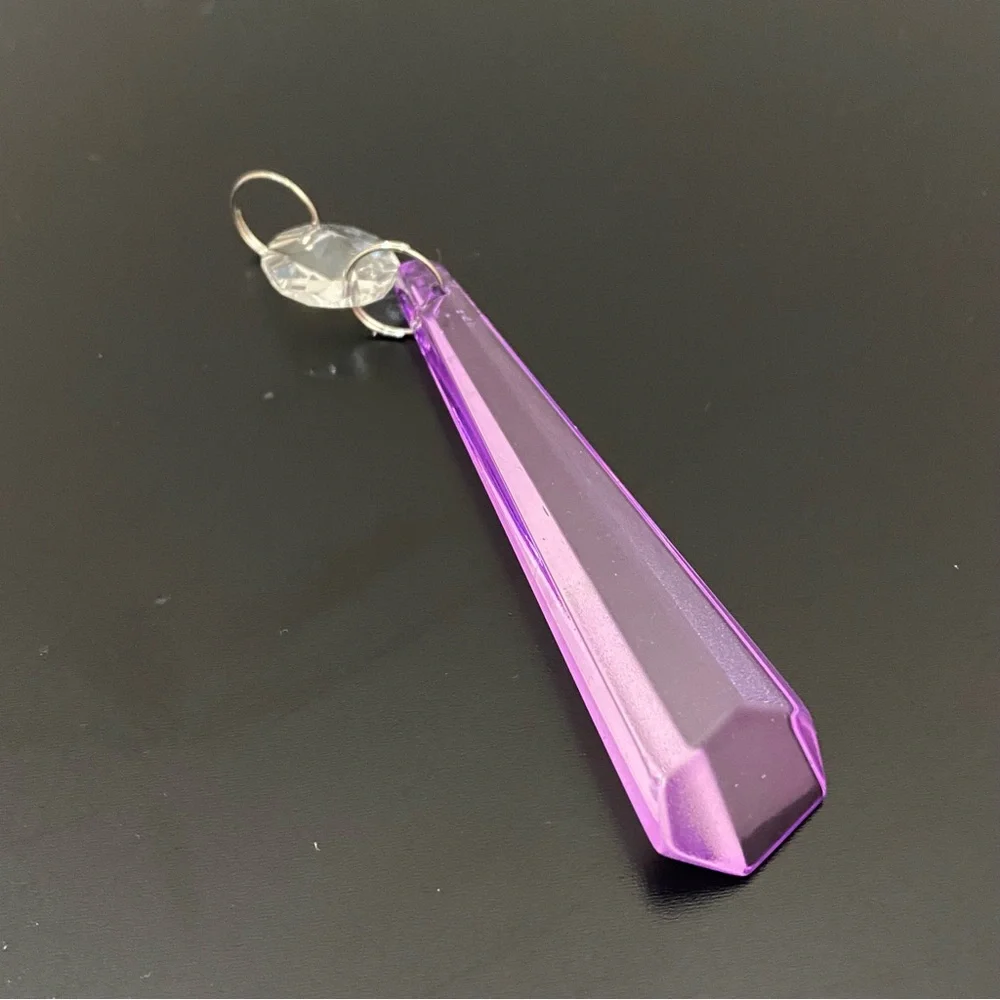 22pcs  Lilac Lavender Purple 3.5” Icicle Drop Chandelier Prism Lamp Replacement - Picture 8 of 12